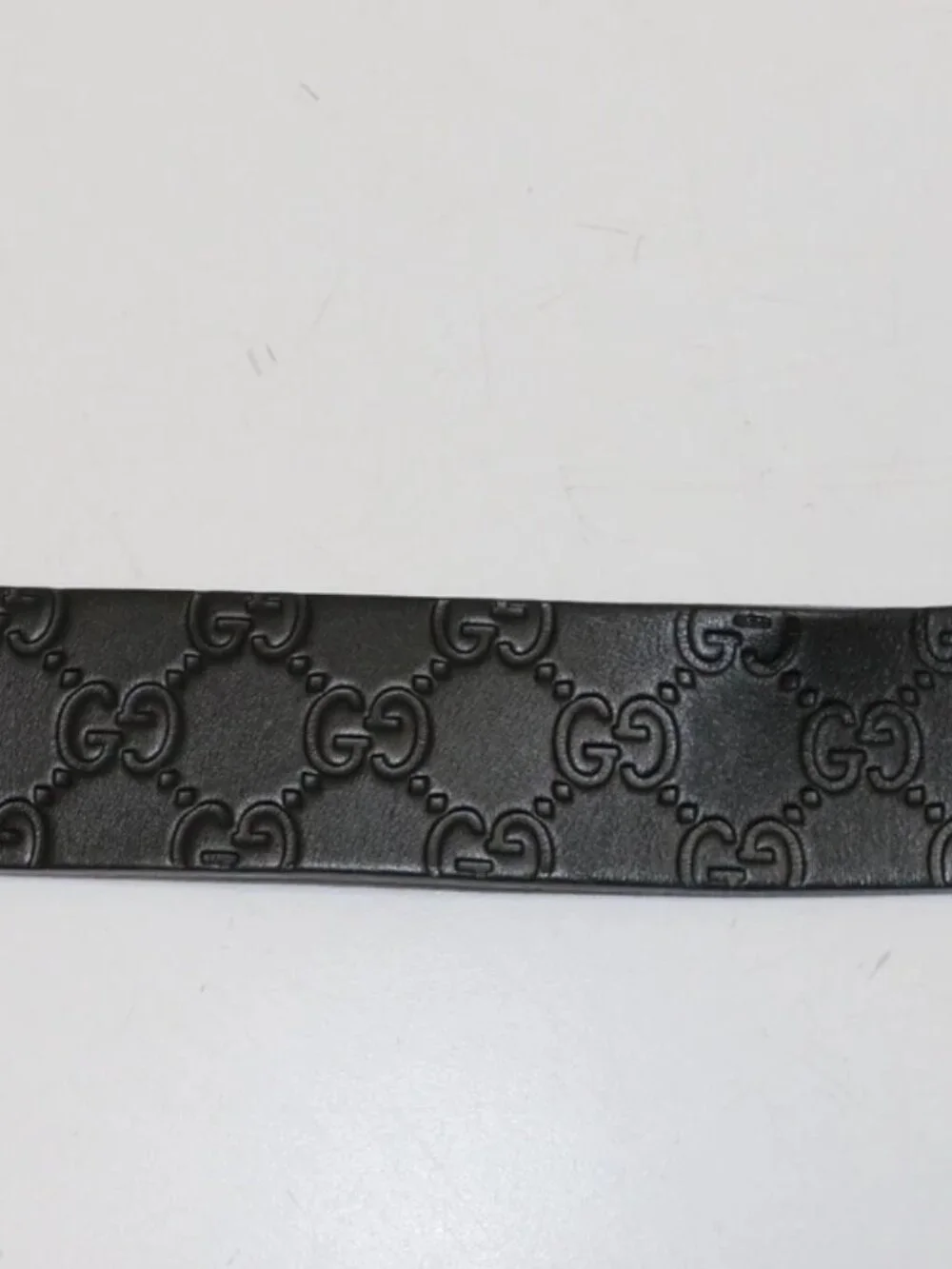 GUCCI Men's GG Monogram Square Interlocking Leather Belt Size 34 - Black/Silver